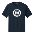 A navy blue short-sleeve crewneck t-shirt with a white circular graphic on the chest reading 'HARTFORD ATHLETIC' around a central crest, shown on a plain white background.