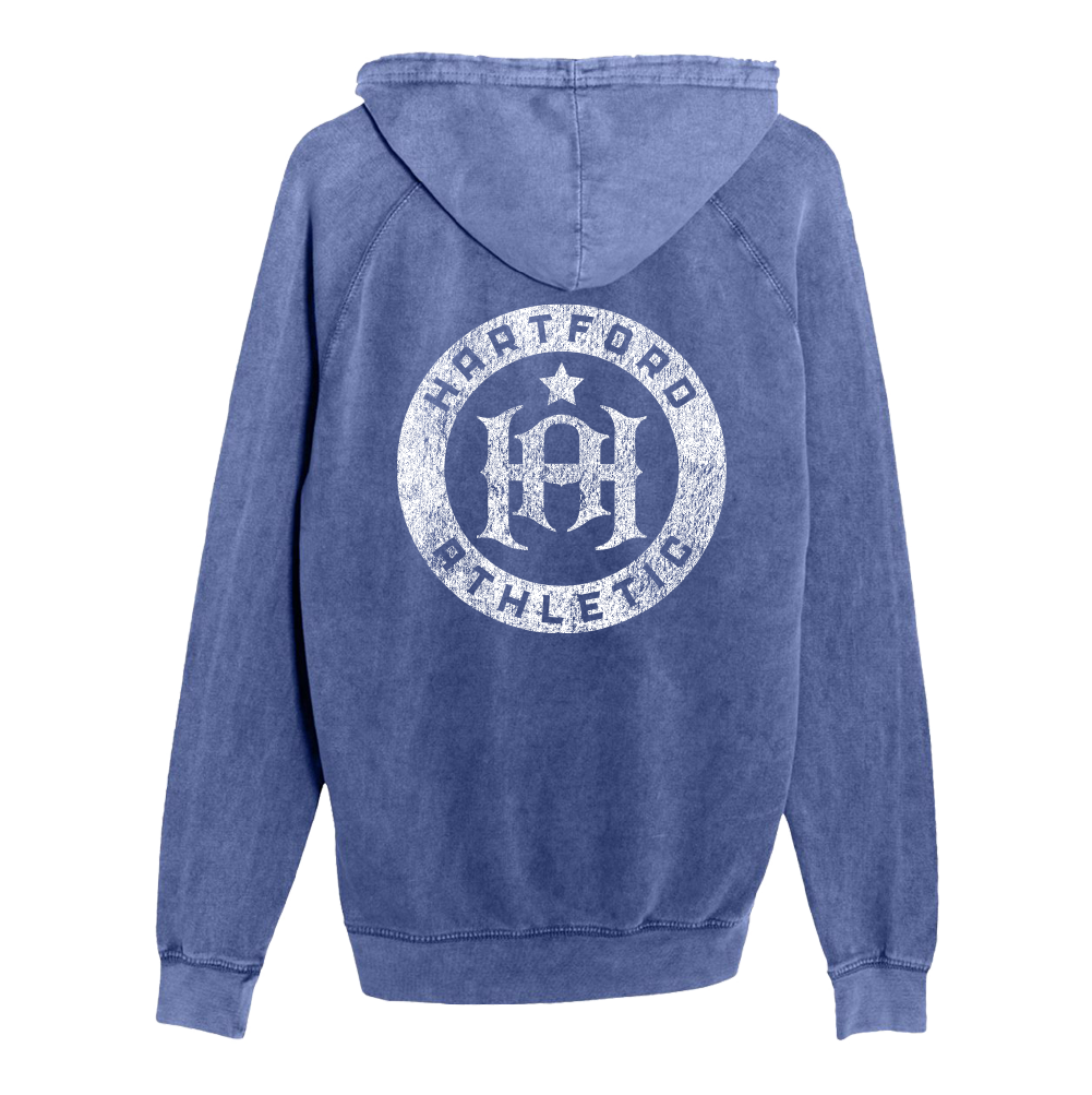 Hartford Athletic Signature Crest Vintage Wash Hoodie Vintage Denim Back