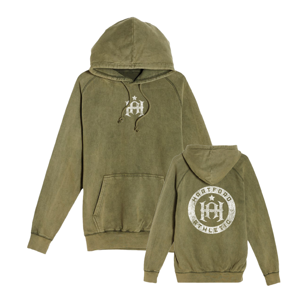 Hartford Athletic Signature Crest Vintage Wash Hoodie Vintage Olive Both