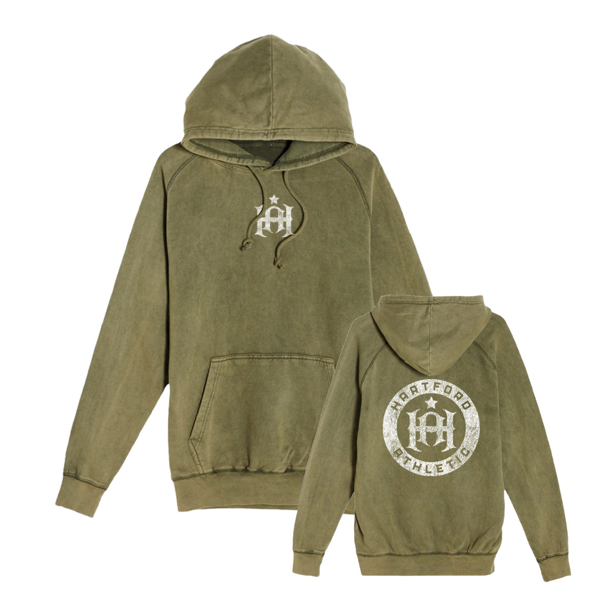 Hartford Athletic Signature Crest Vintage Wash Hoodie Vintage Olive Both