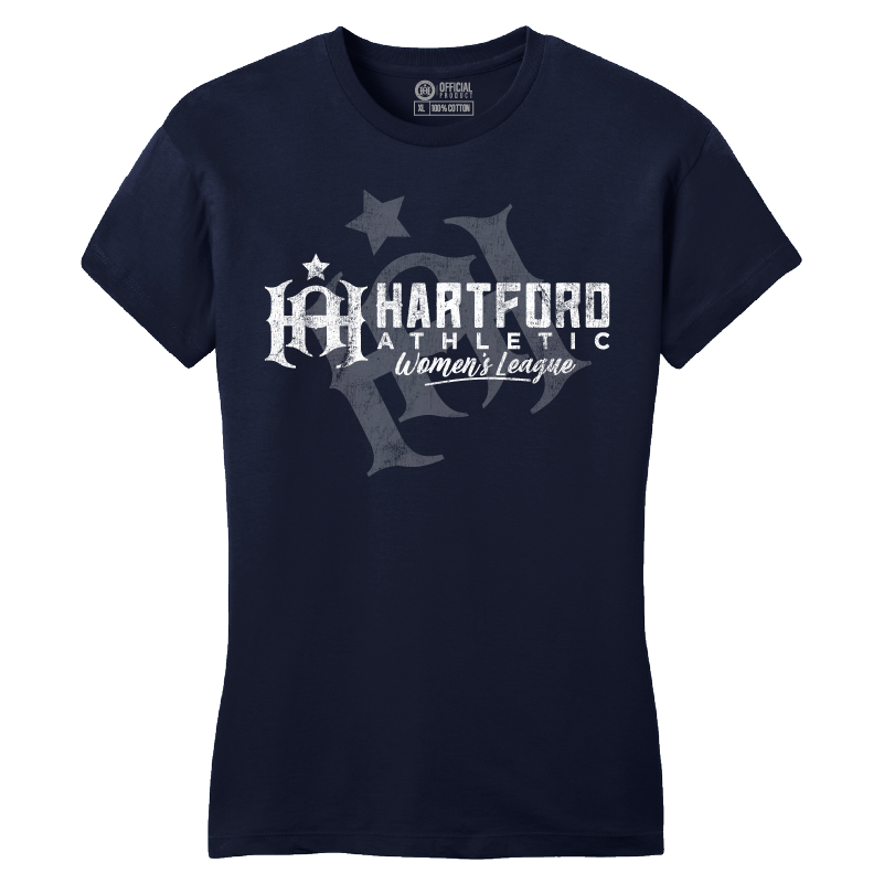 Hartford Athletic Womens Distressed Crest T-Shirt New Navy