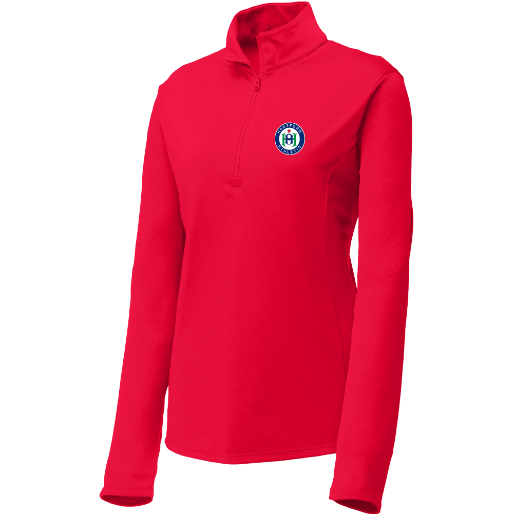 Hartford Athletic Womens Signature Crest 1/4 Zip Deep Red