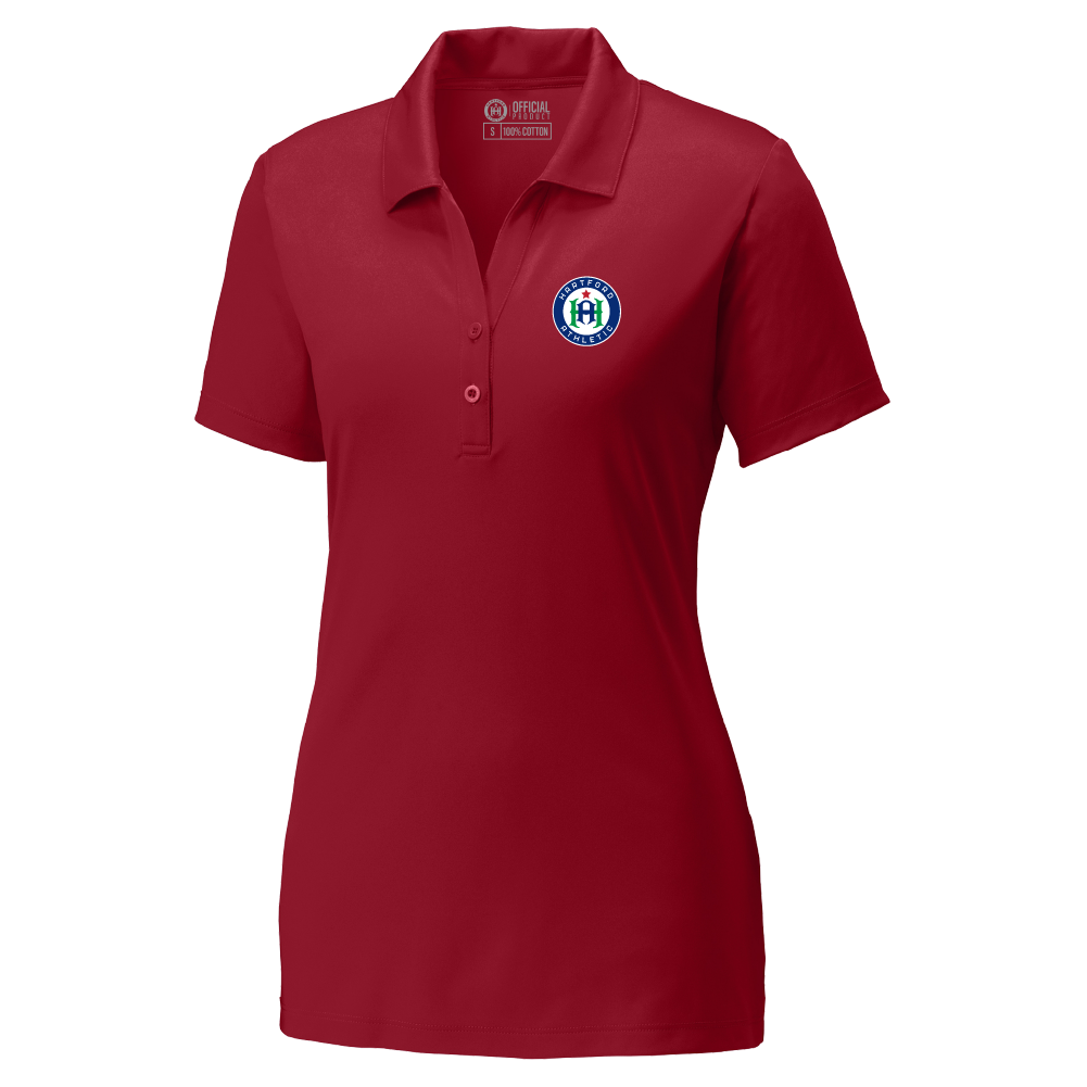 Hartford Athletic Womens Signature Crest Polo Deep Red