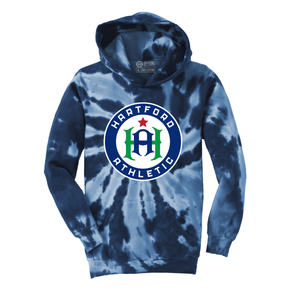 Hartford Athletic Youth Signature Crest Tie-Dye Hoodie Navy